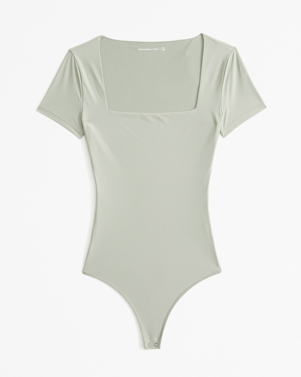 Fashnice Women T Shirt Bodysuit Solid Color Jumpsuit Crew Neck Tops Sexy  Sleep Bodysuits White M 