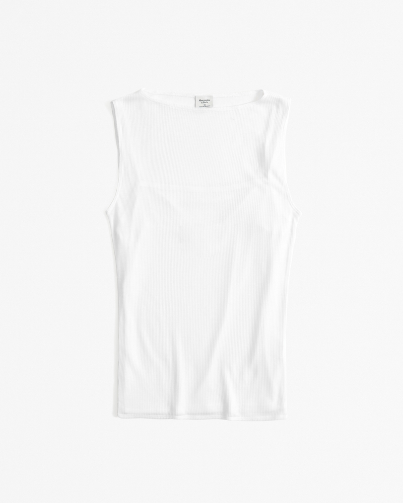 Women's Sheer Rib Layered Slash Top | Women's Clearance | Abercrombie.com