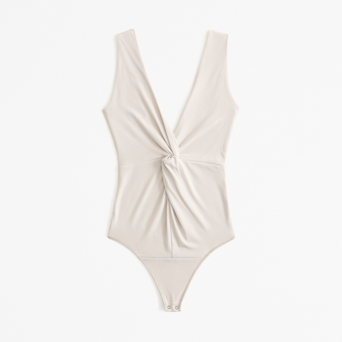 Боди Glossy Twist, глубокий вырез, в рубчик — Abercrombie & Fitch