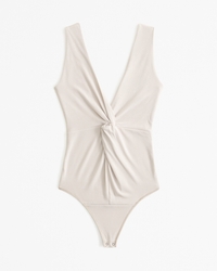 Glossy Rib Plunge Twist Bodysuit