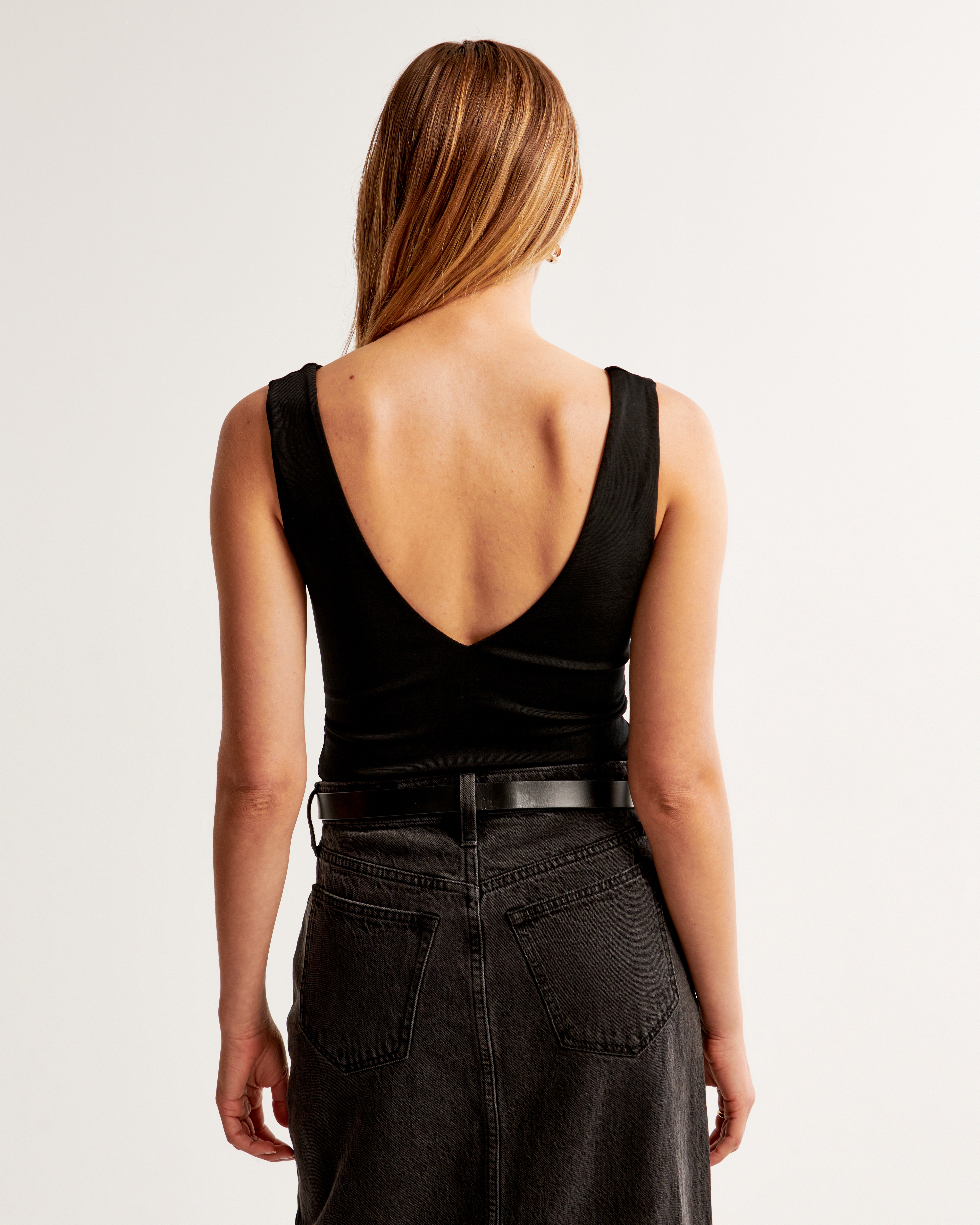 Women's Glossy Rib Plunge Twist Bodysuit | Women's Tops