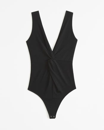 Women's Glossy Rib Plunge Twist Bodysuit | Women's Tops | Abercrombie.com