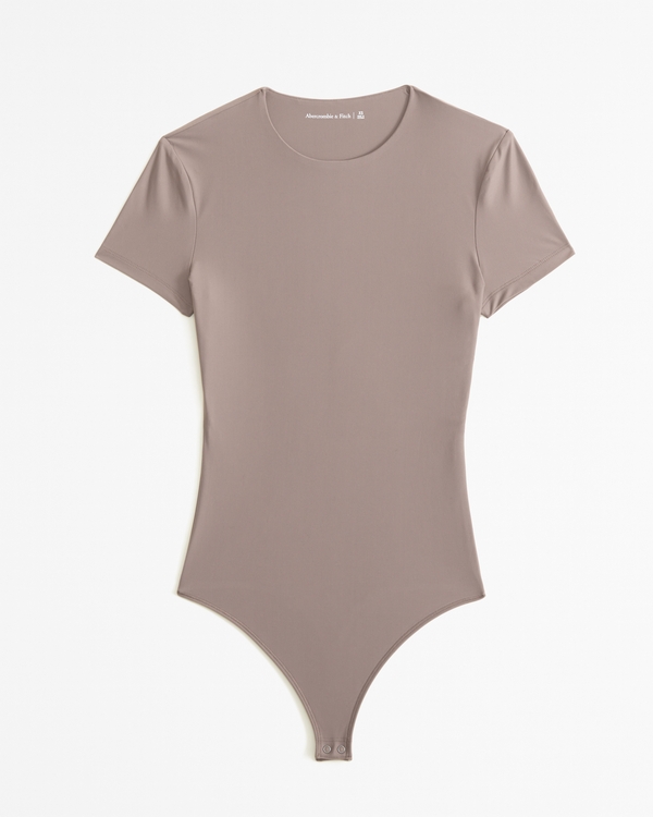 Soft Matte Seamless Tee Bodysuit, Brown view 1