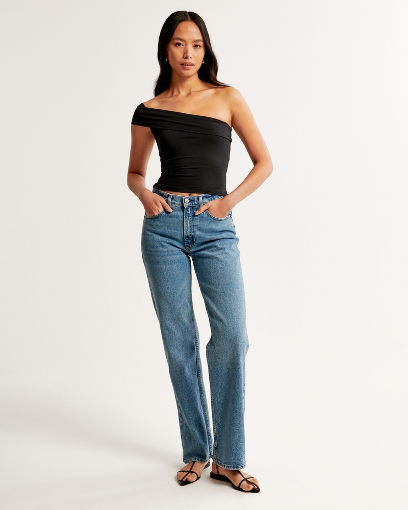 Cotton-Modal Asymmetrical One-Shoulder Top