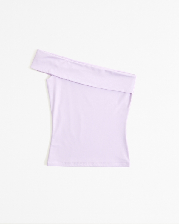 Asymmetrical Cotton-Modal Top, Light Purple