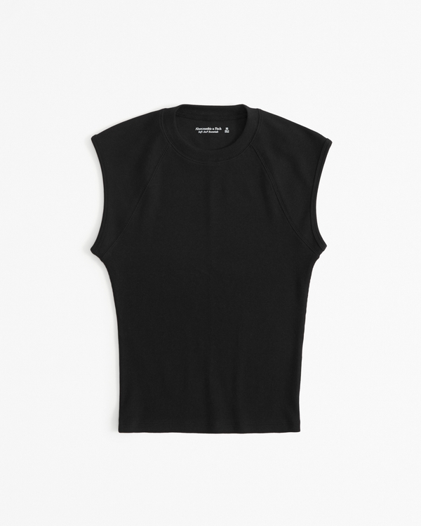 Essential Tuckable Shell Rib Tee, Black