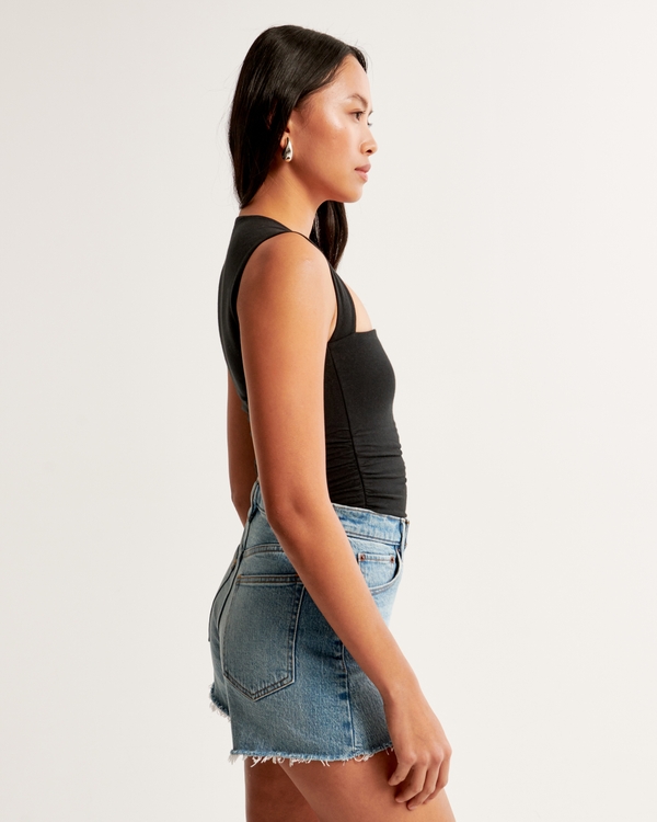 The A&F Ava Cotton-Blend Seamless Fabric Ruched Portrait Top