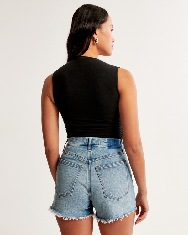 The A&F Ava Cotton-Blend Seamless Fabric Ruched Portrait Top