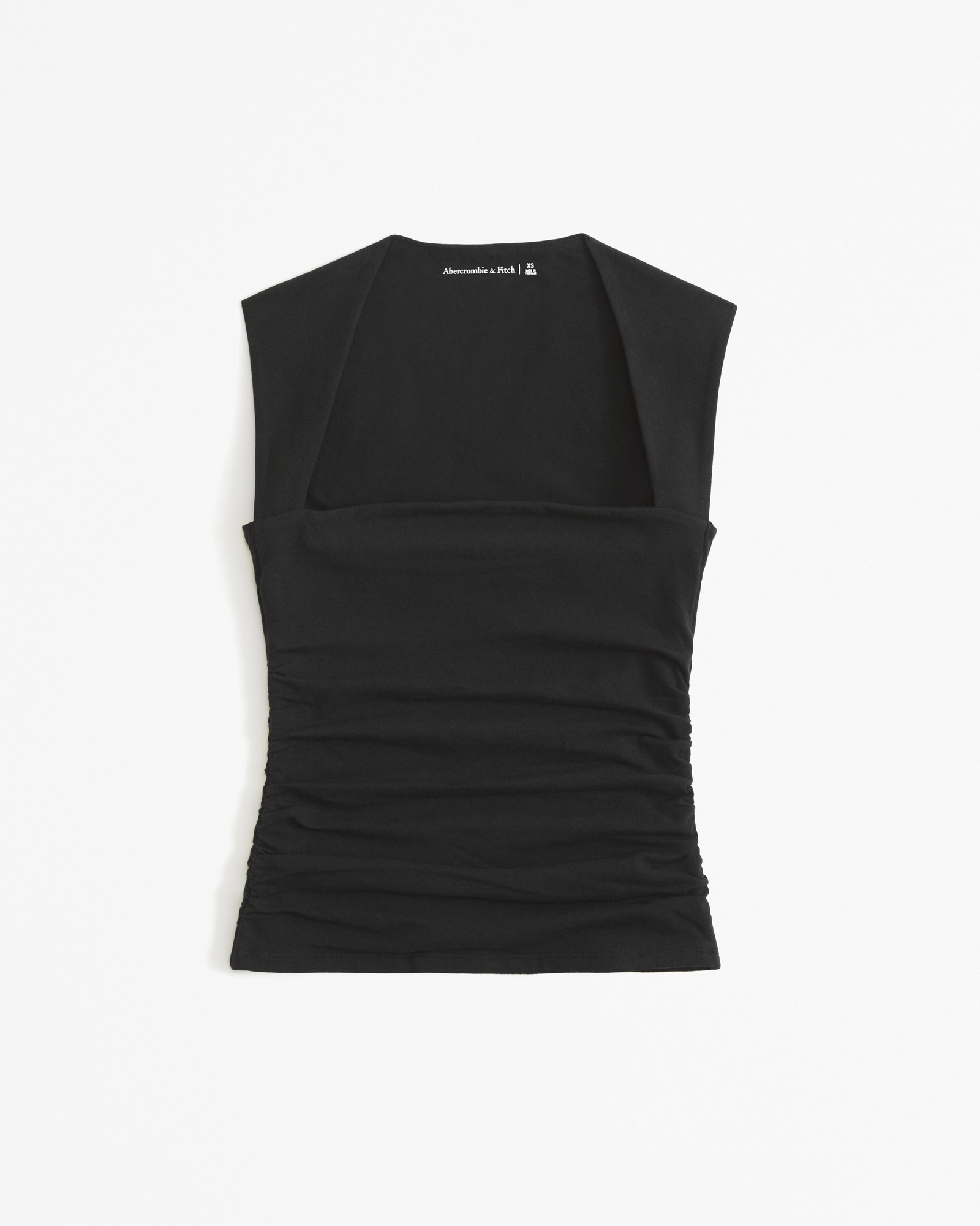 The A&F Ava Cotton-Blend Seamless Fabric Ruched Portrait Top