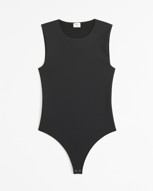 RIBBED SLEEVELESS BODYSUIT - BLACK