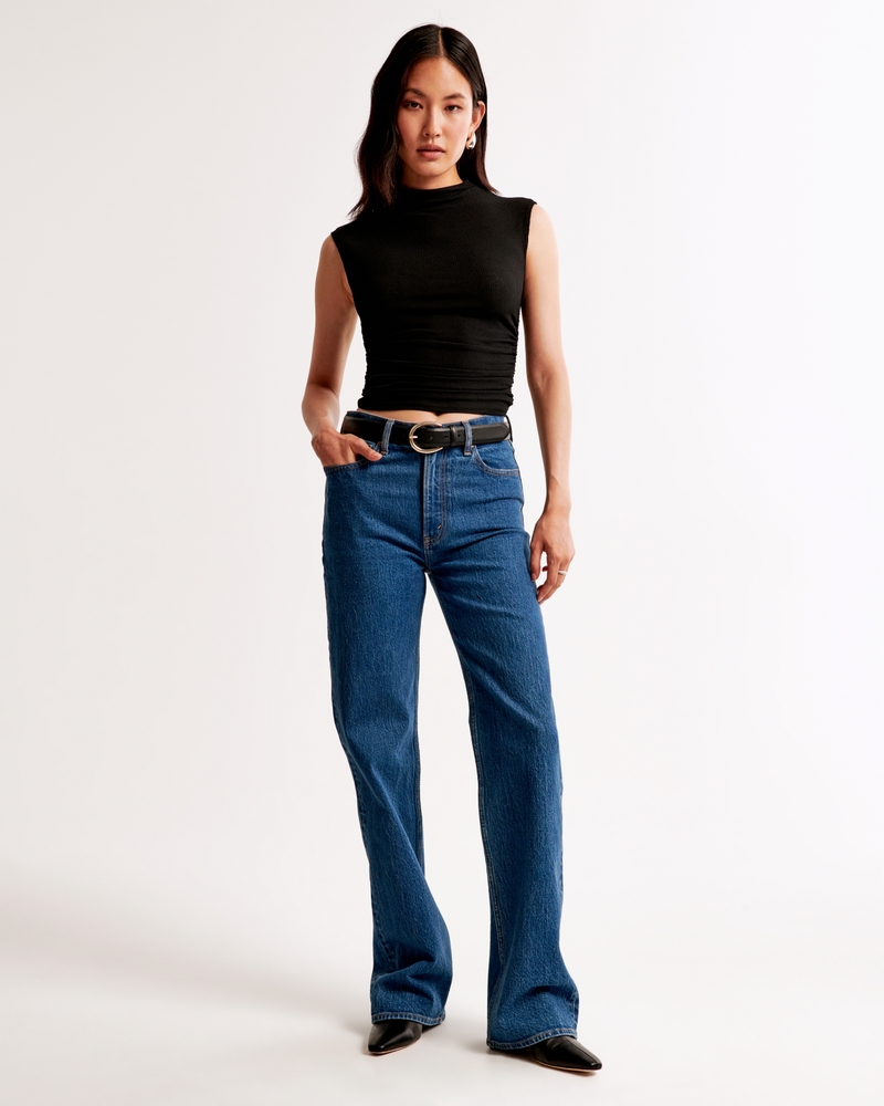 The A&F Paloma Mesh Rib Crepe Top