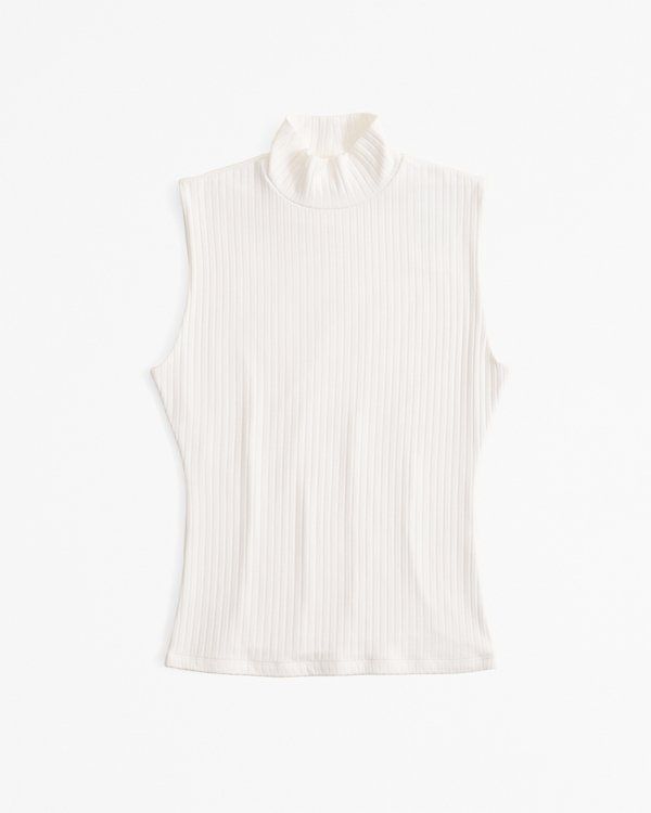 Wide Rib Mockneck Top, Cream