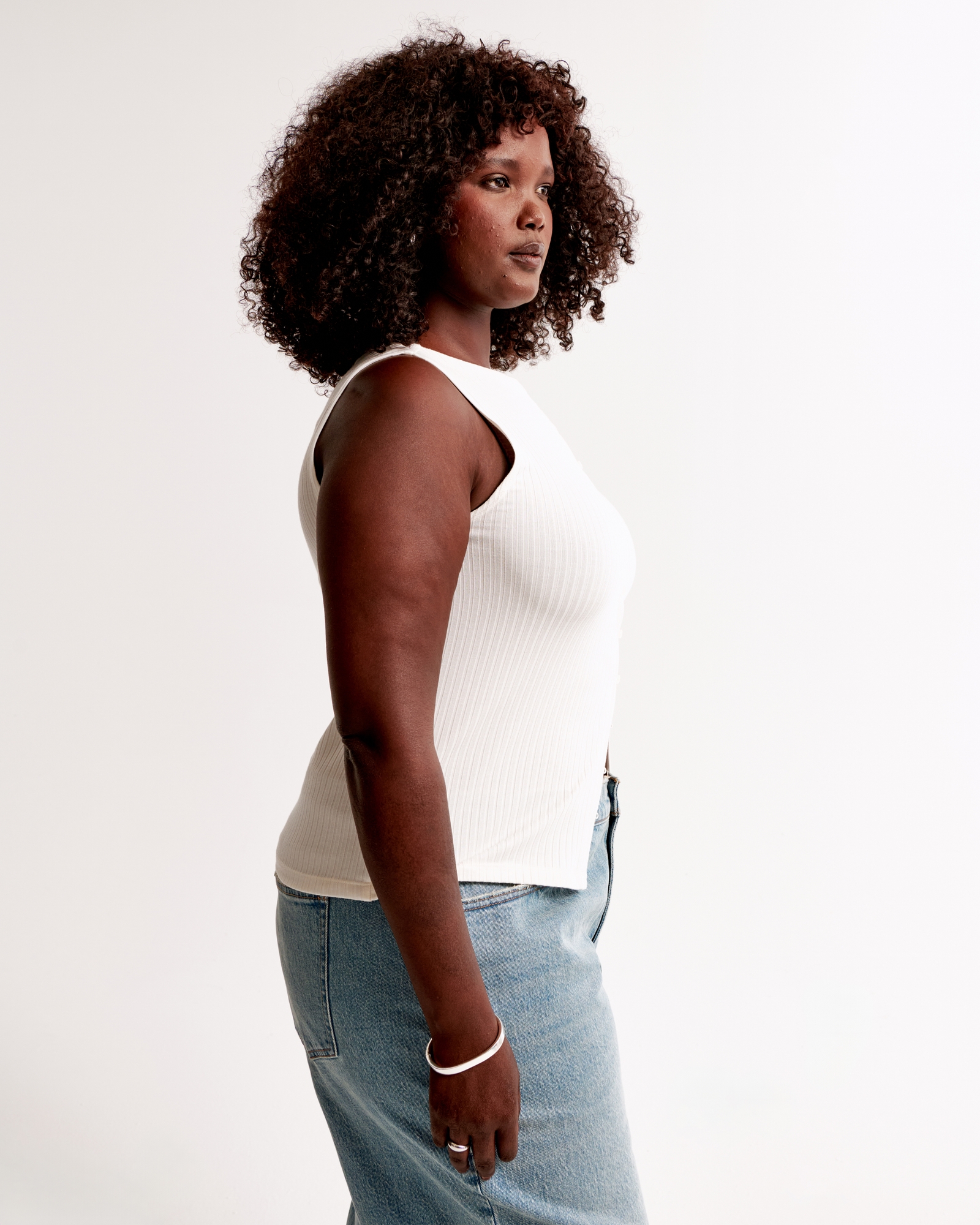 Wide Rib Button-Through Slash Top