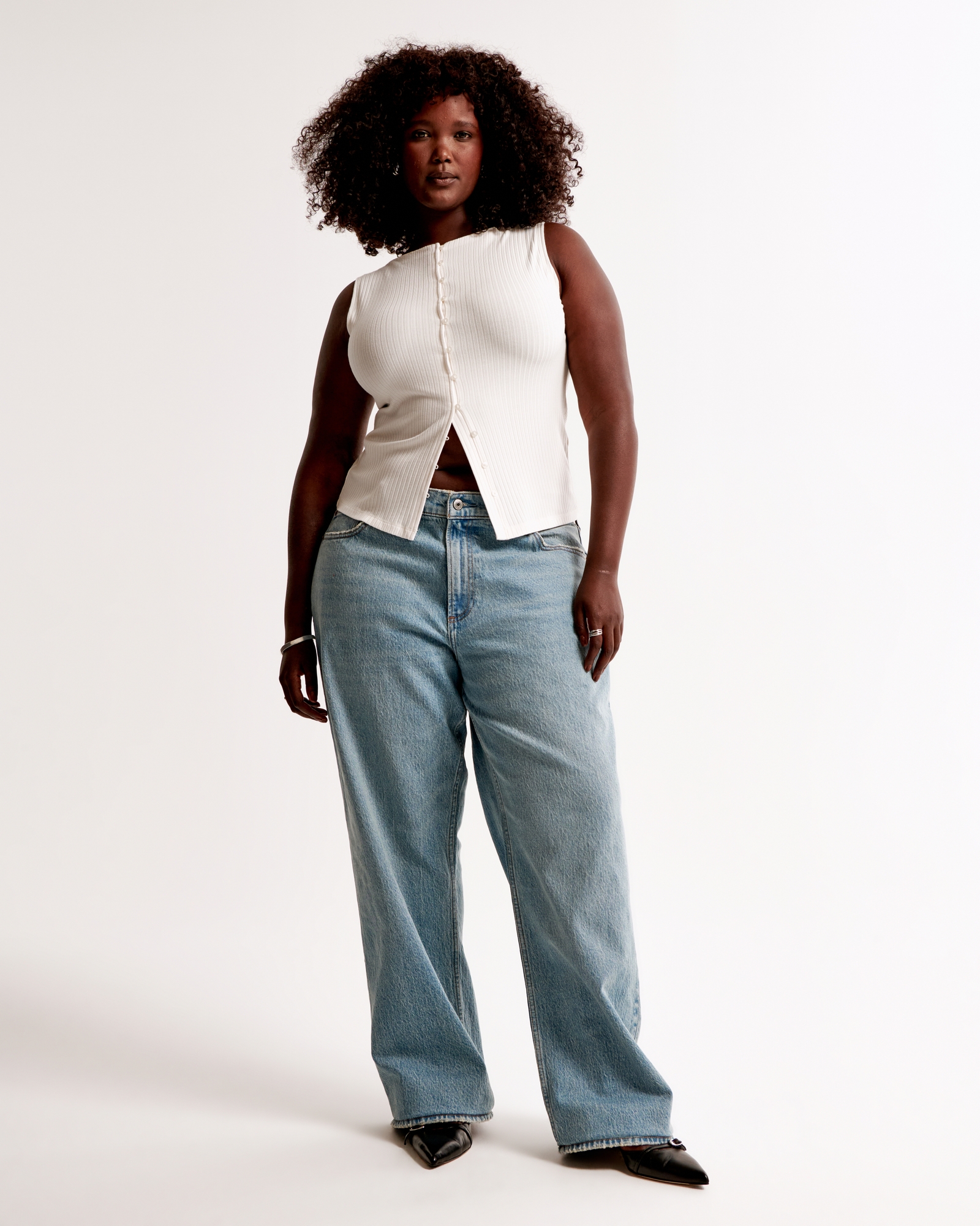 Wide Rib Button-Through Slash Top