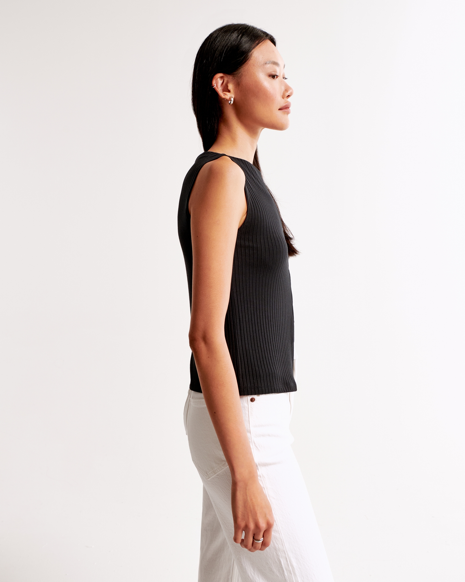 Wide Rib Button-Through Slash Top