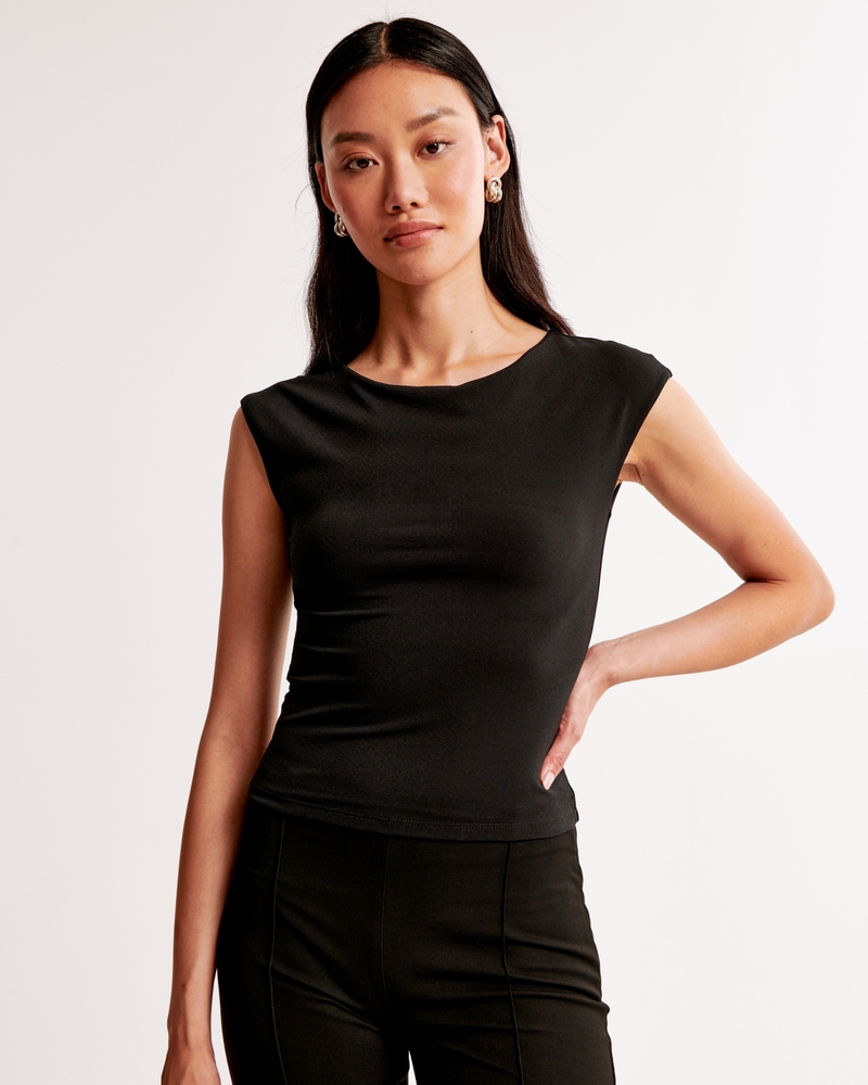 Stretch Crepe Boatneck Top
