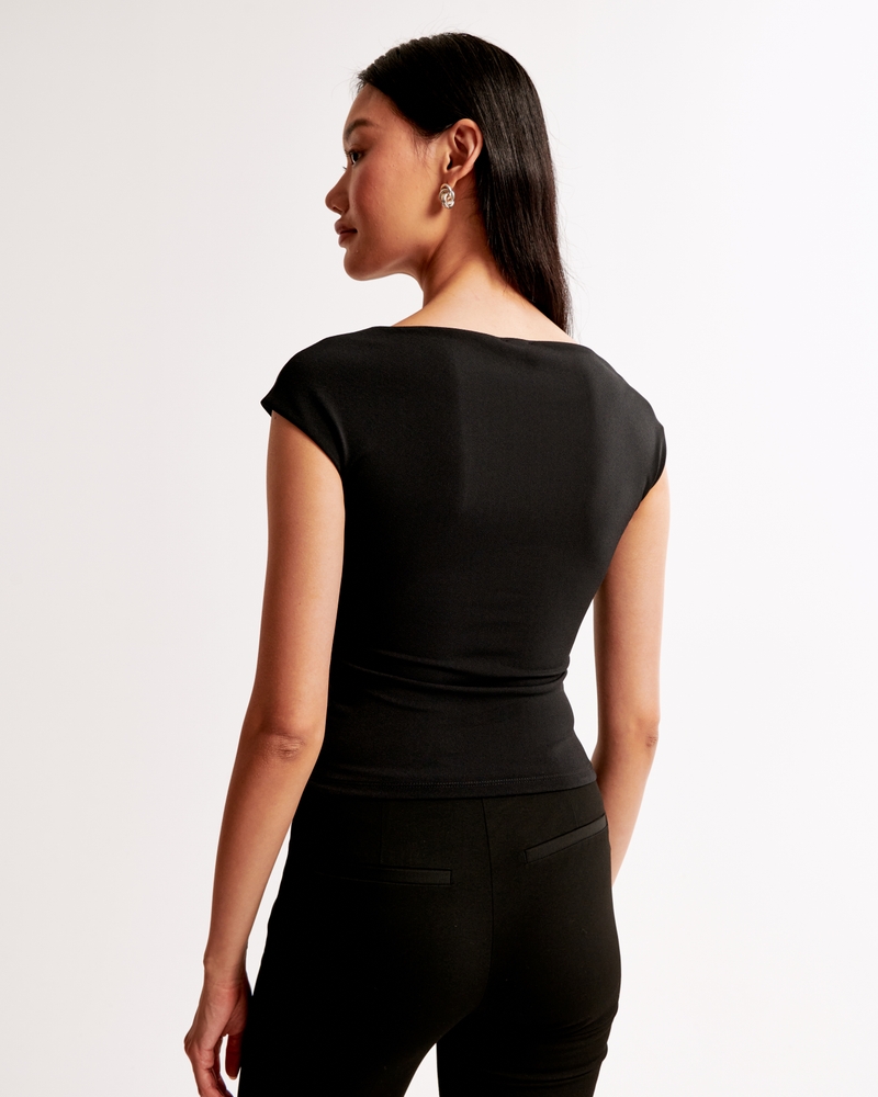 Stretch Crepe Boatneck Top