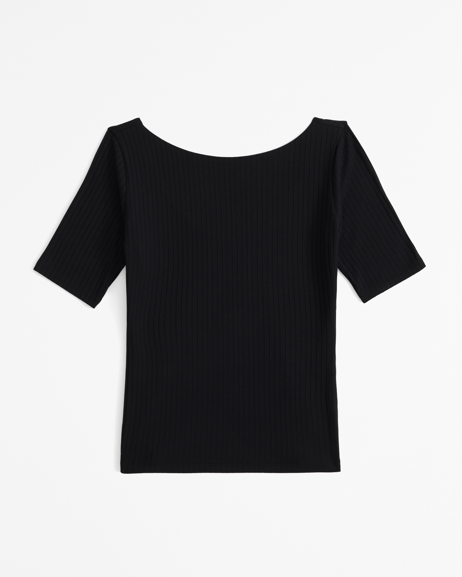 Half-Sleeve Wide Rib Boatneck Top