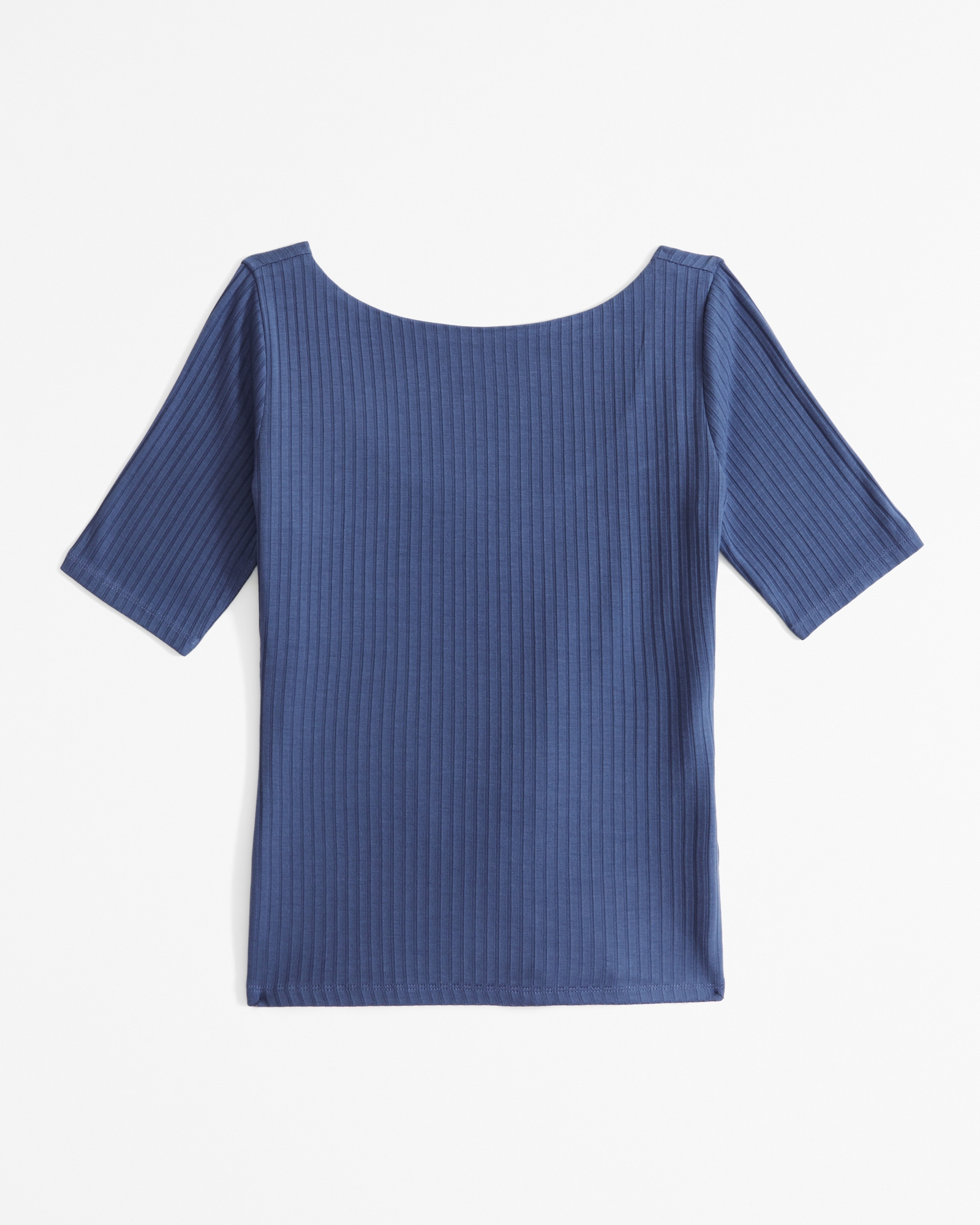 Half-Sleeve Wide Rib Boatneck Top