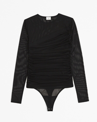 Long-Sleeve Layered Mesh Bodysuit