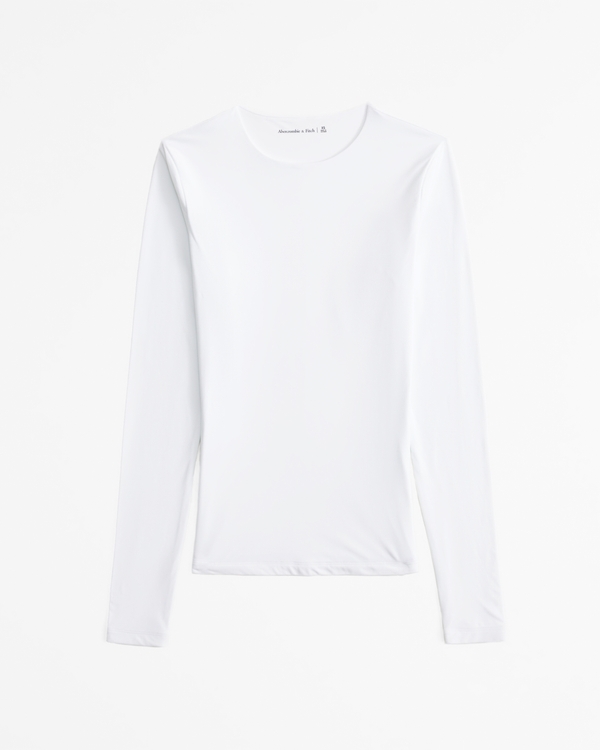 Soft Matte Seamless Tuckable Long-Sleeve Top, White