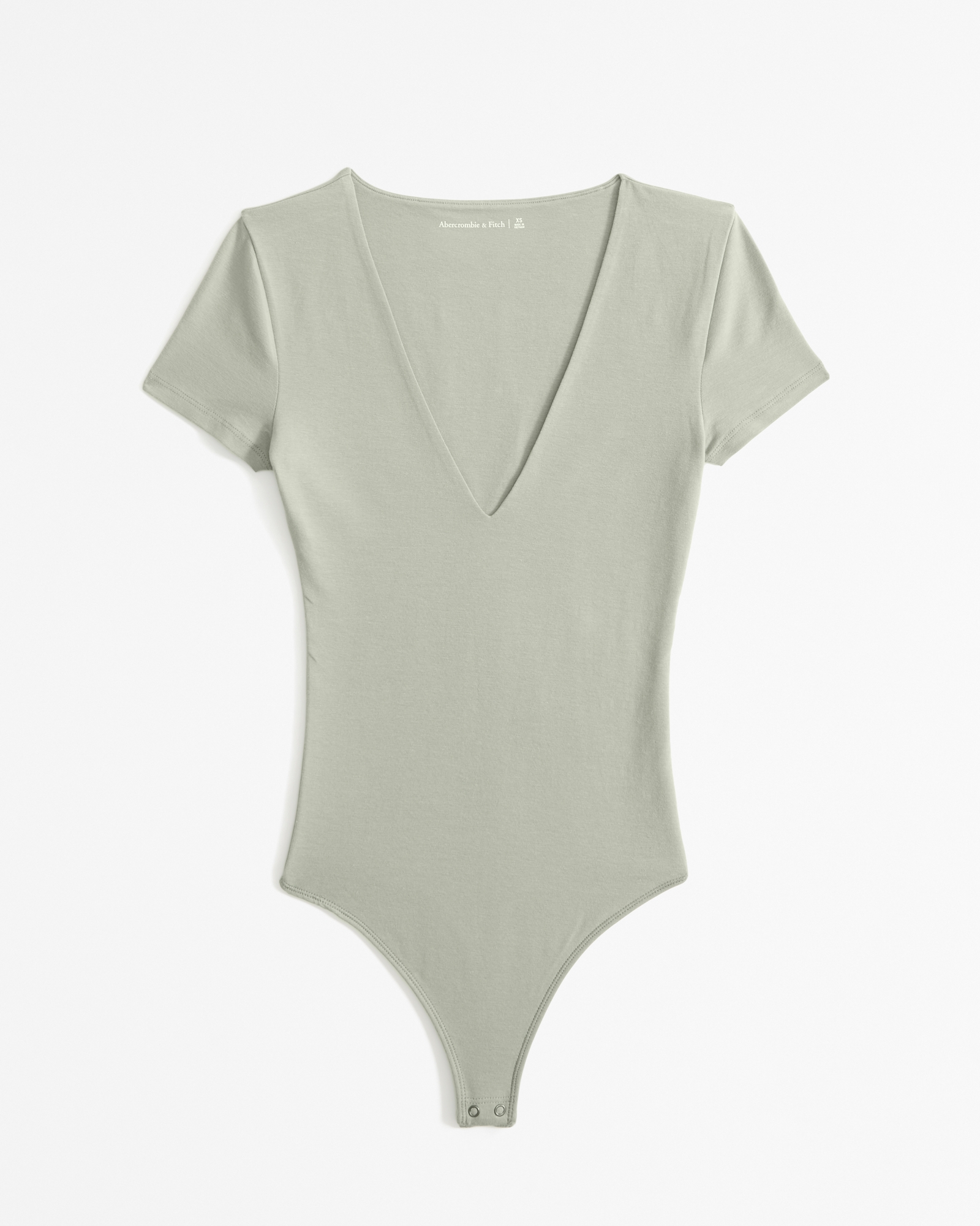 Cotton-Blend Seamless Fabric V-Neck Bodysuit