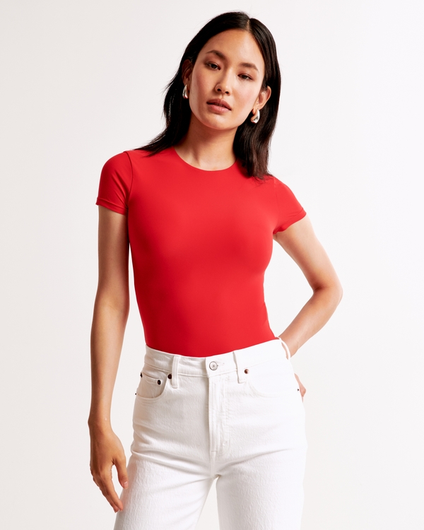 Soft Matte Seamless Tee Bodysuit, Red view 1