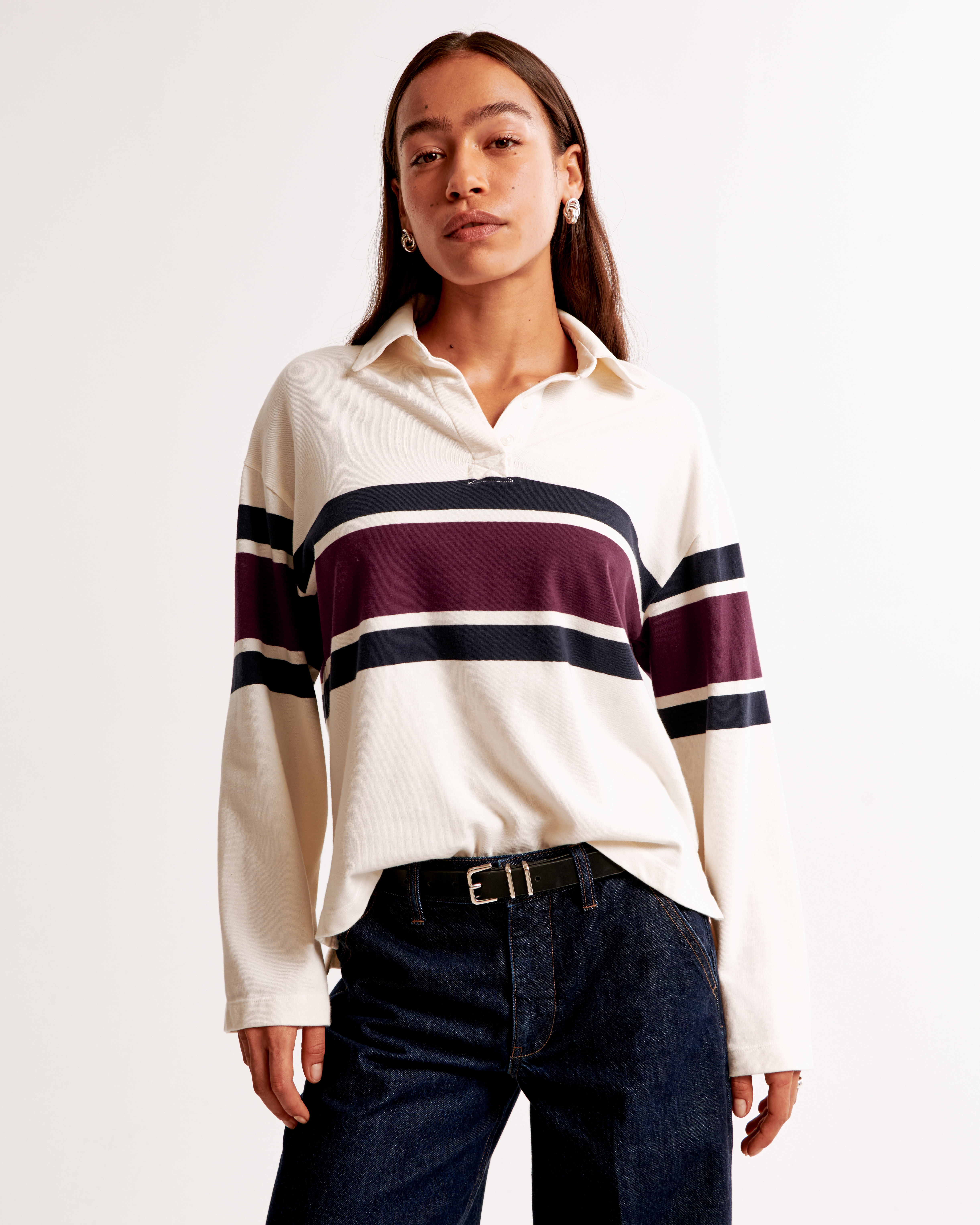 Women s Long Sleeve Rugby Polo Top Women s Sale Abercrombie