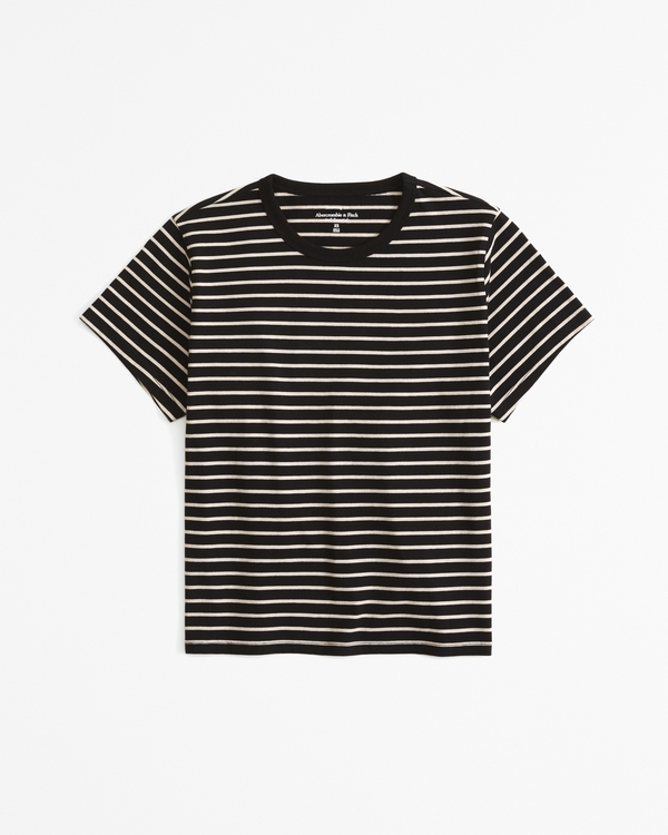 Essential Polished Body-Skimming Tee, Black Stripe view 1