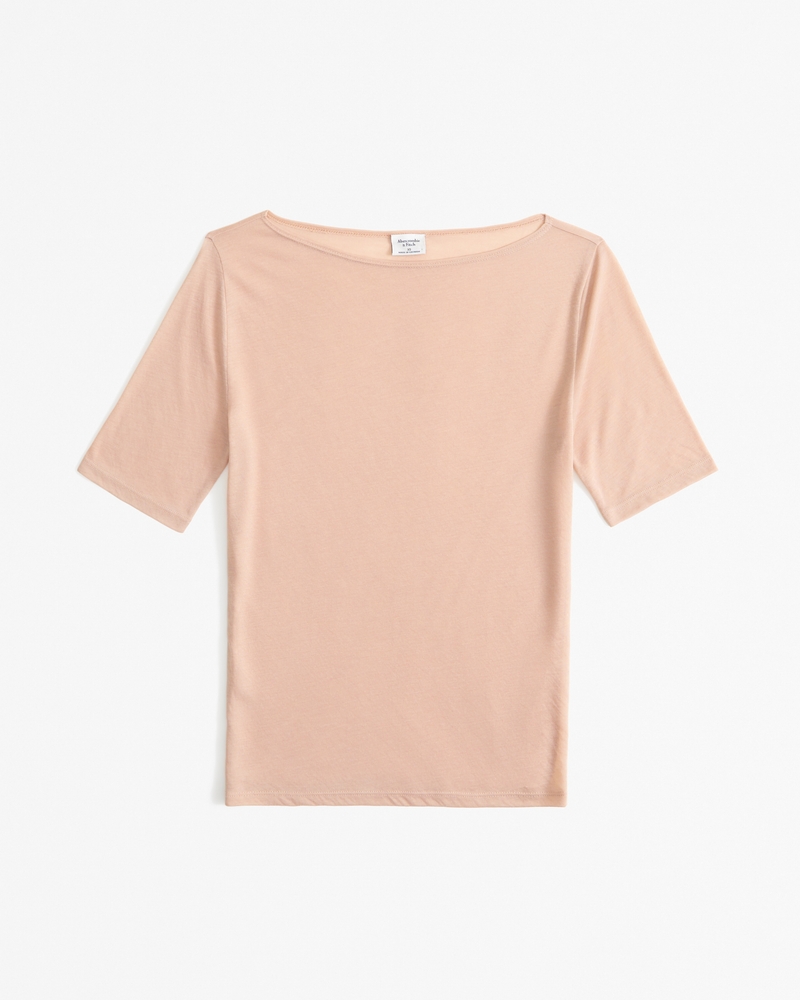 Women's Sheer Half-Sleeve Slash Top | Women's Clearance