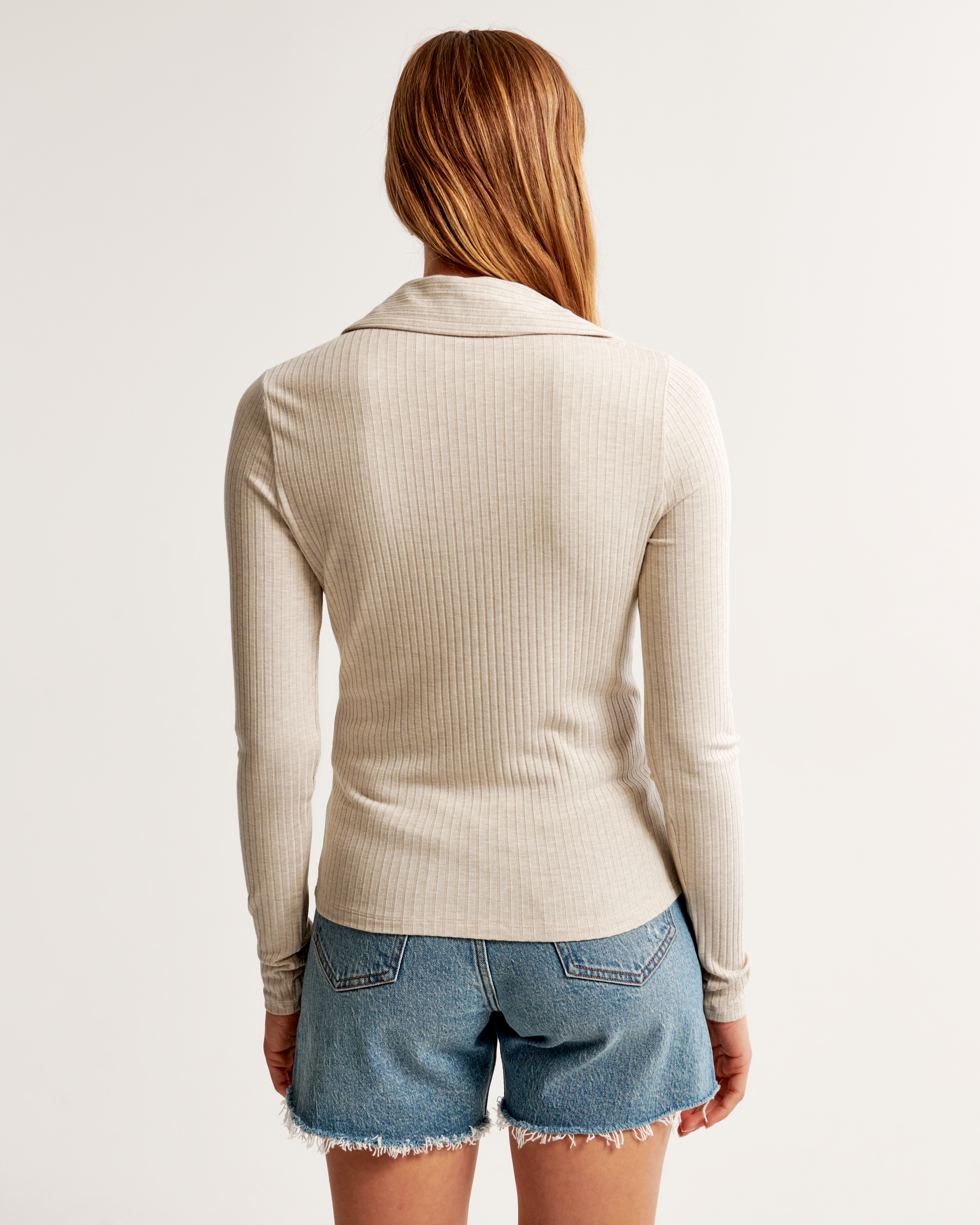 Women's Long-Sleeve Wide Rib Polo Top | Women's Clearance | Abercrombie.com