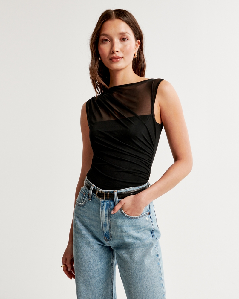 Mesh Draped Slash Top