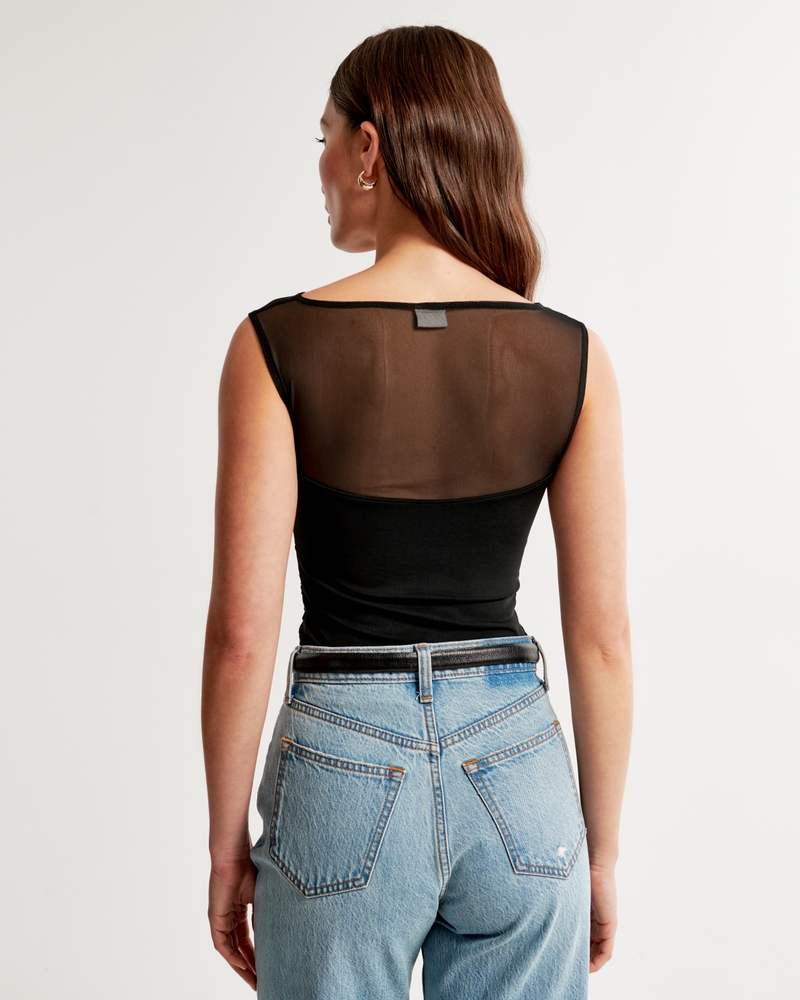 Mesh Draped Slash Top