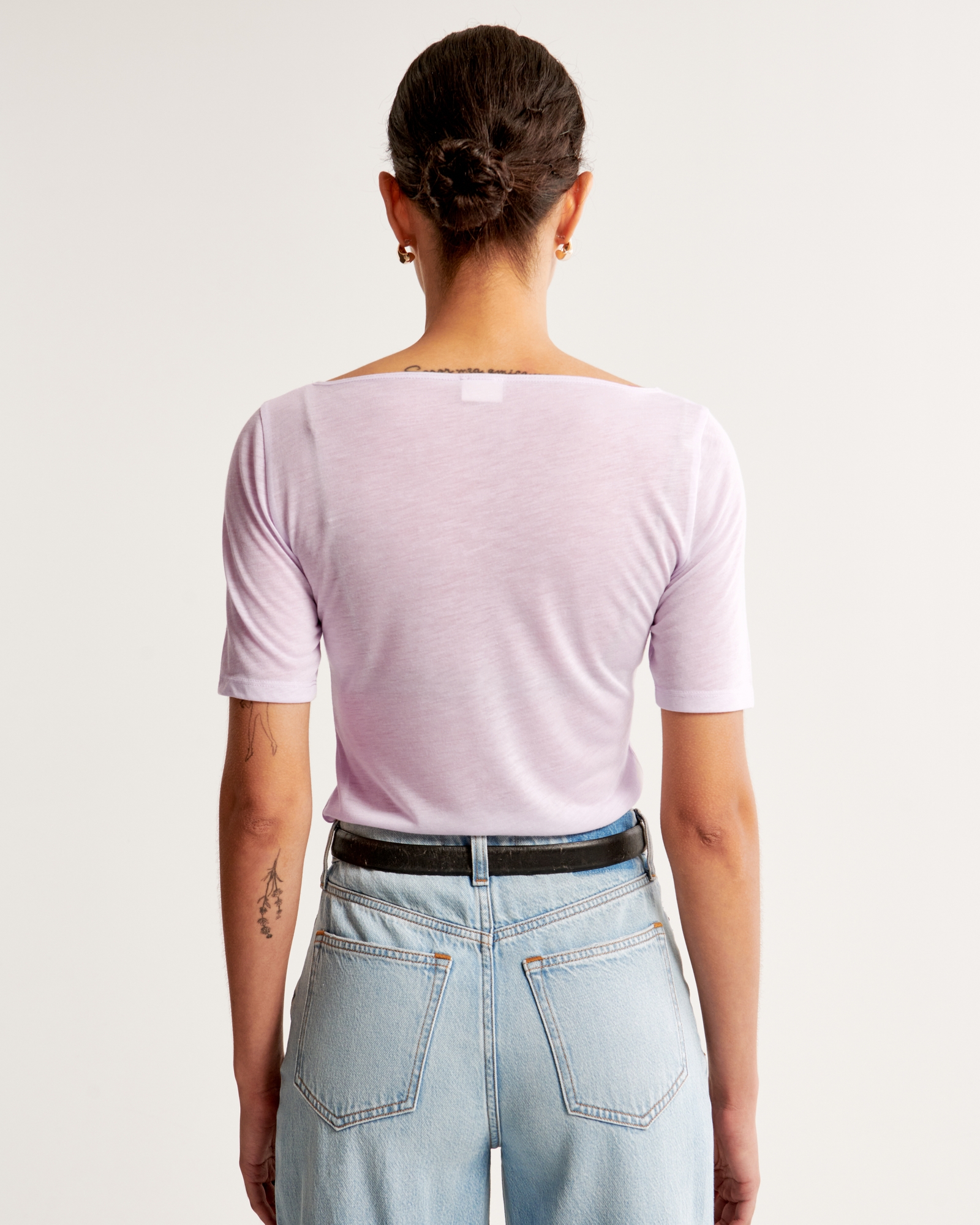 Sheer Half-Sleeve Slash Top