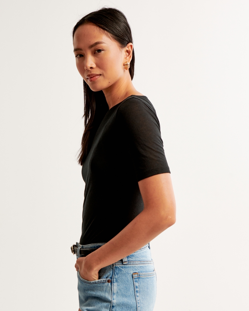 Sheer Half-Sleeve Slash Top