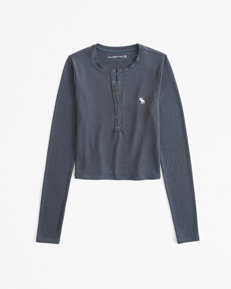 Long-Sleeve Luxe Cozy Crew Henley Top