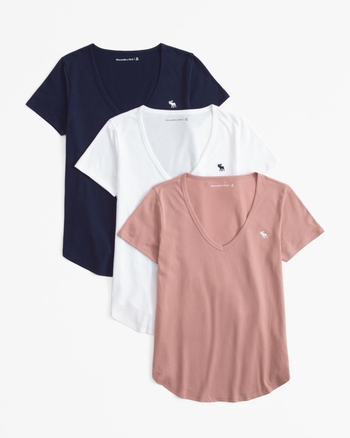 Mujer Camiseta entallada de manga corta de algodon con logotipo Mujer Buscar mujer L2 Abercrombie