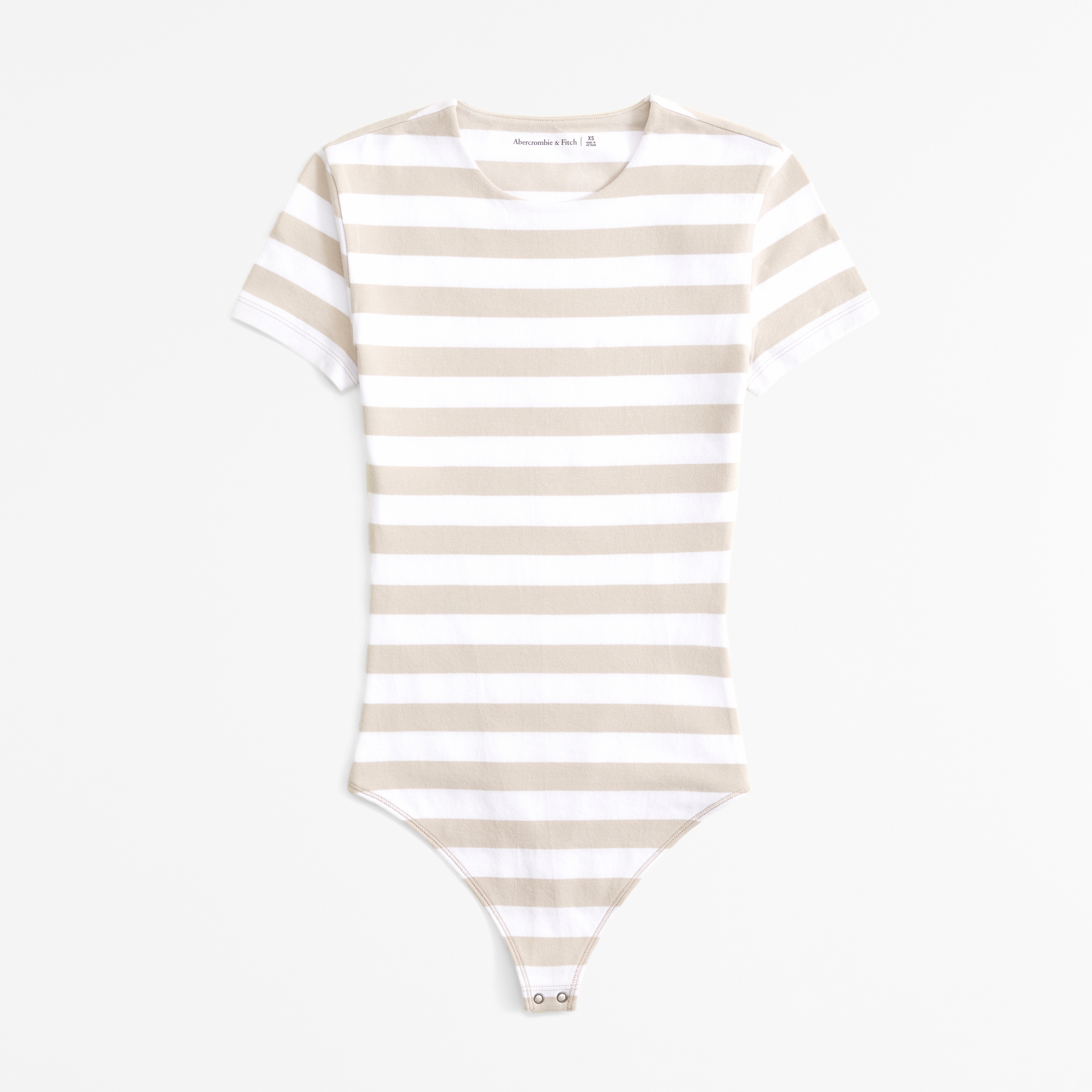 Abercrombie & Fitch Cotton-blend Seamless Fabric Tee Bodysuit In Brown