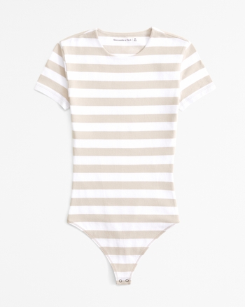 Cotton-Blend Seamless Fabric Tee Bodysuit