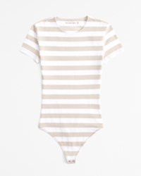 Cotton-Blend Seamless Fabric Tee Bodysuit