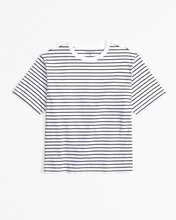 Essential Premium Polished Relaxed Tee, White Stripe view 1
