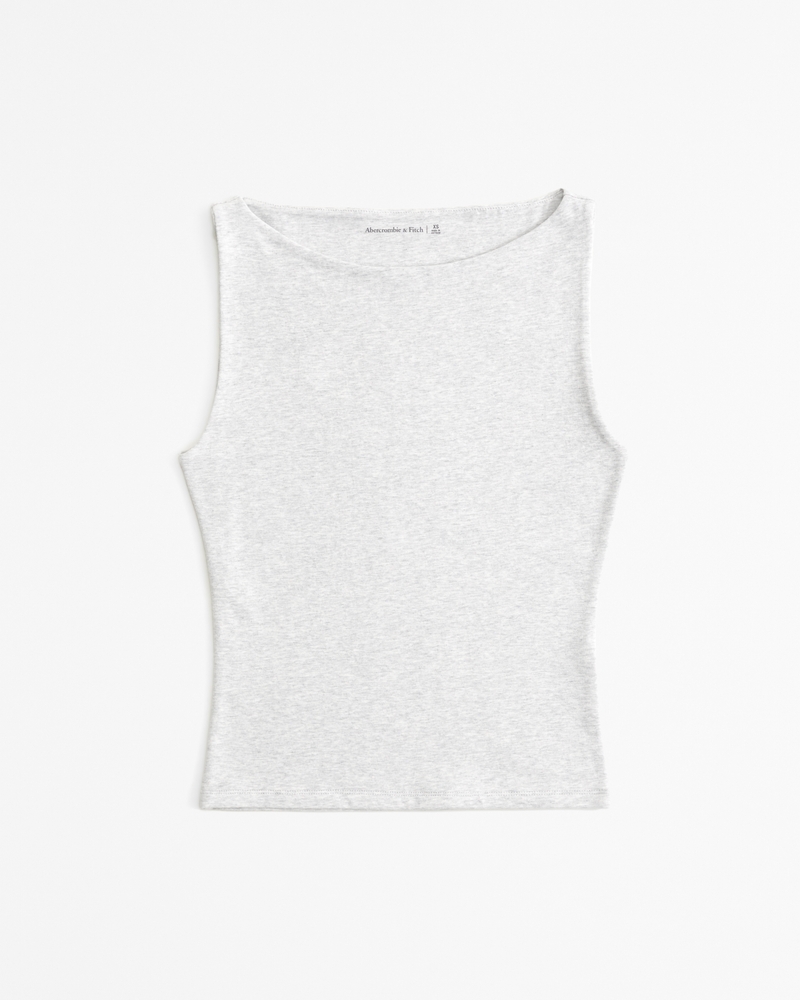 Cotton-Blend Seamless Fabric Boatneck Top