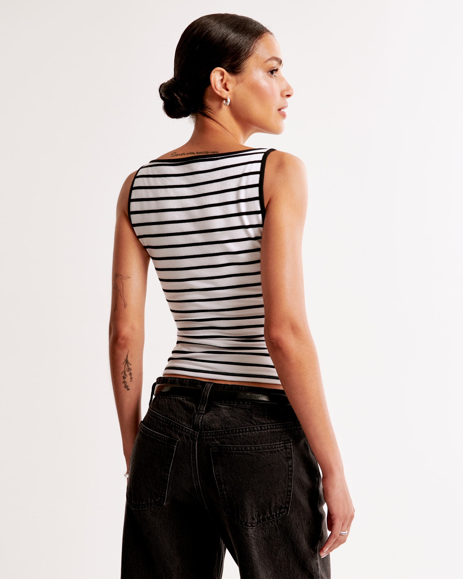 Cotton-Blend Seamless Fabric Boatneck Top