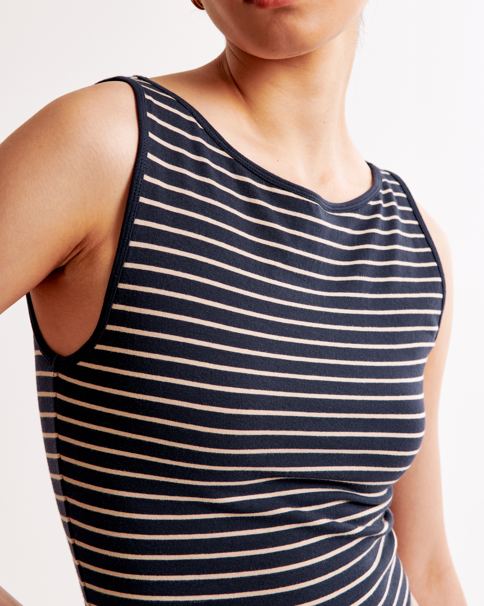 Cotton-Blend Seamless Fabric Boatneck Top