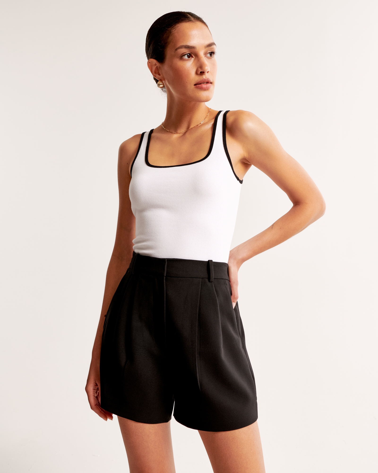 Essential Cropped Squareneck Rib Tank