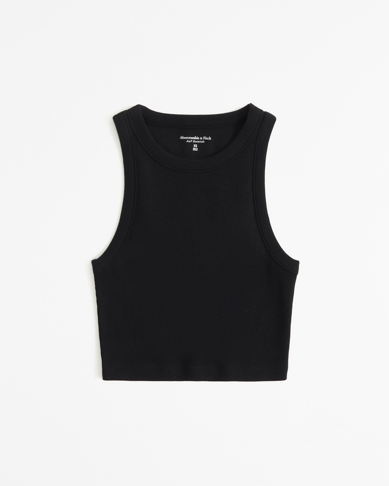 Essential Ultra Cropped High Neck Rib Tank