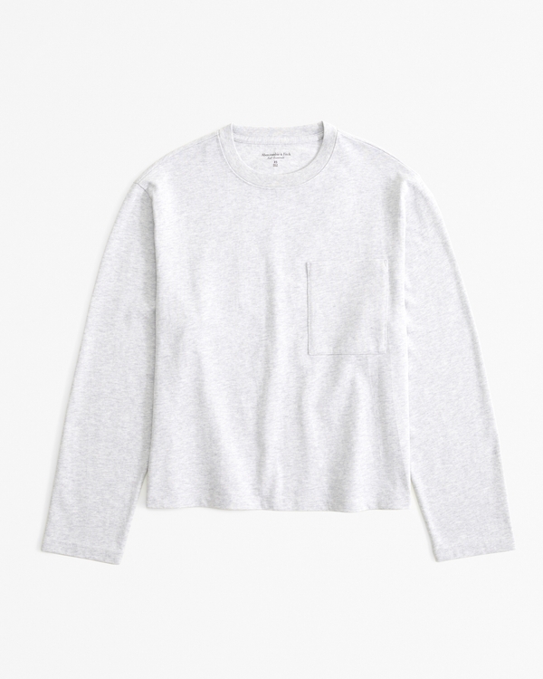 Long-Sleeve Jersey Easy Tee, Light Gray view 1