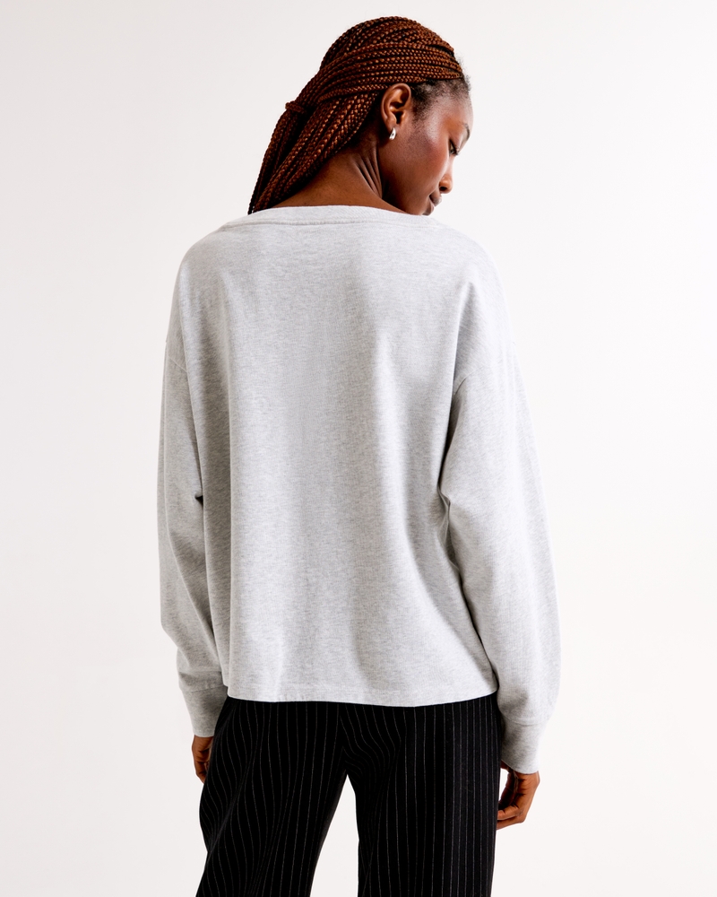 Long-Sleeve Jersey Oversized V-Neck Tee