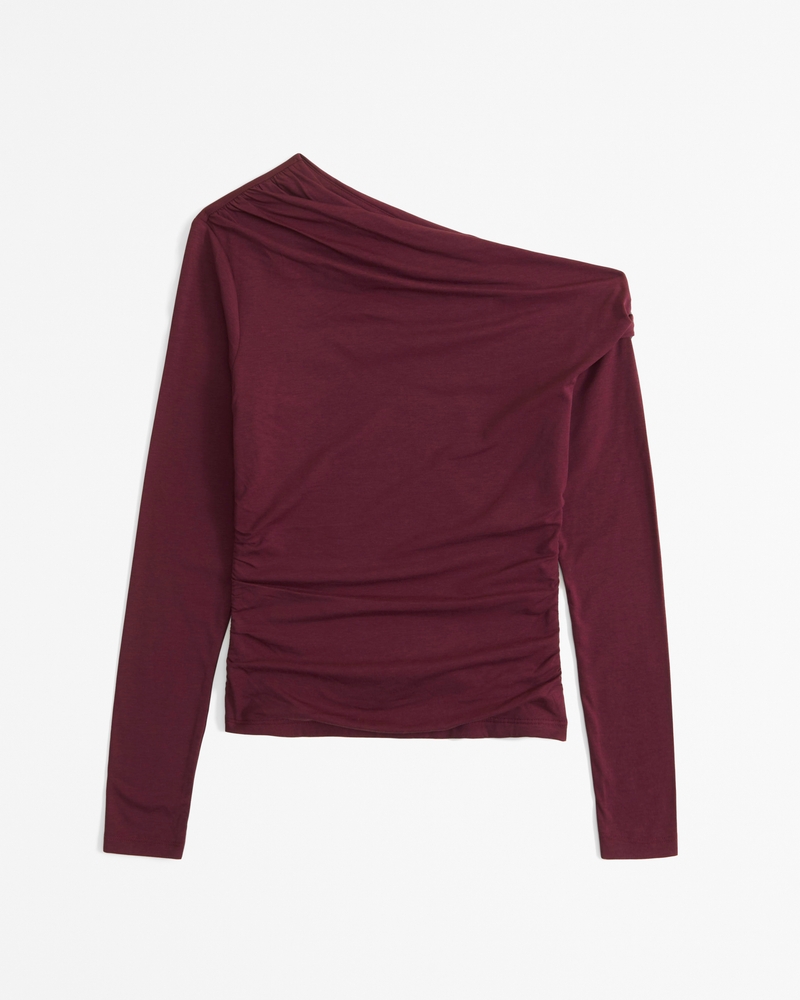 Red long sleeve off the shoulder top best sale