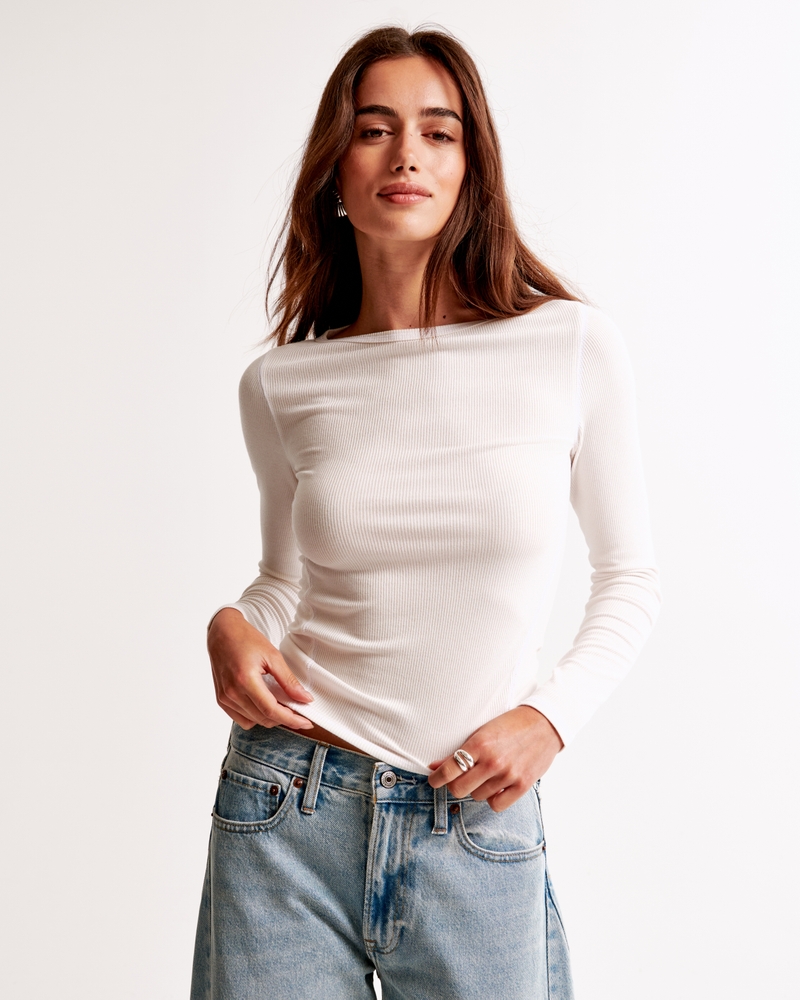 Long-Sleeve Featherweight Rib Tuckable Slash Top